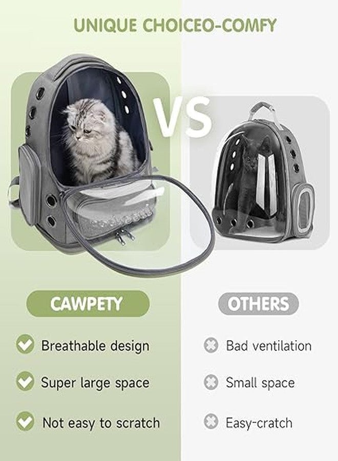 Jumix Moorpet Ventilated Cat Backpack Carrier - Transparent Dome Bubble with Mesh Sides - Ergonomic Design for Travel, Outdoor, Vet - Stylish Grey Pet Backpack - Image 4